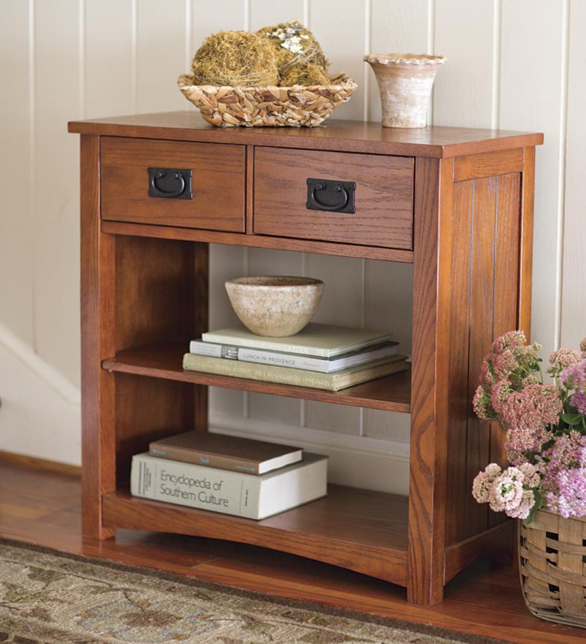 Mission Style Table With Two Drawers