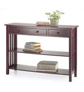 Mission Style Console Table With Walnut Finish