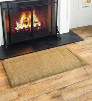 Plow & Hearth Madrid - Alfombra ignífuga de 2 x 4 pies, color marrón  carbón, 100% lana, protege el suelo de madera dura y la alfombra de chispas  y