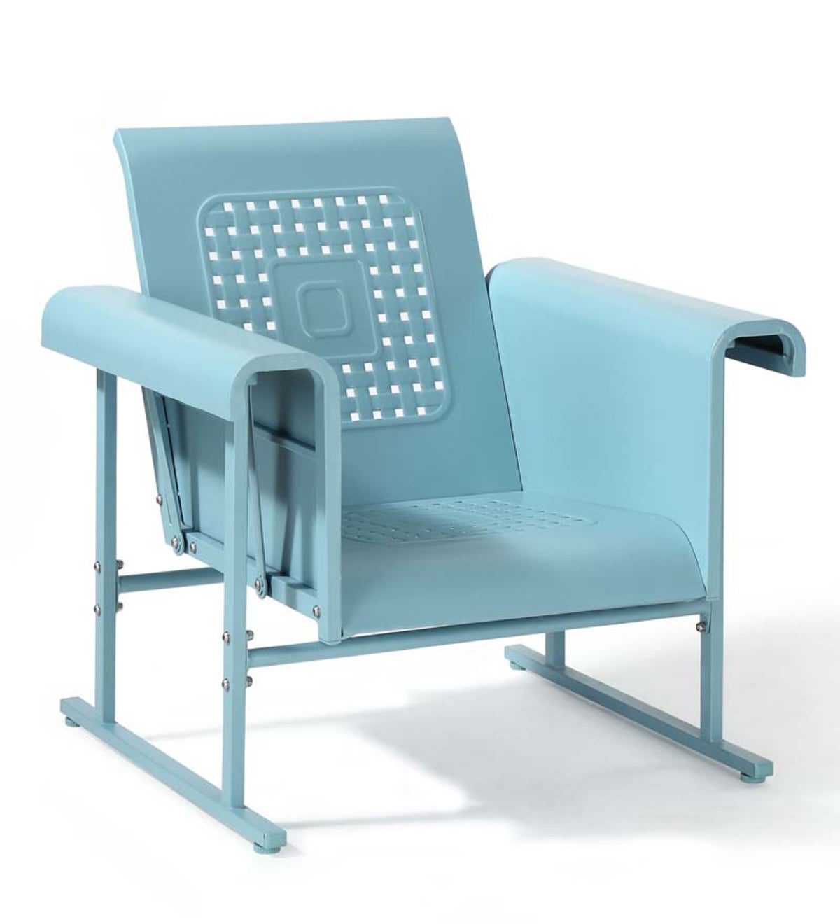 Veranda Single Chair Metal Glider Blue Plow Hearth