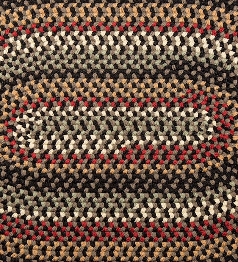 Blue Ridge Rectangle Wool Braided Rug, 4' x 6' - Moss Multi