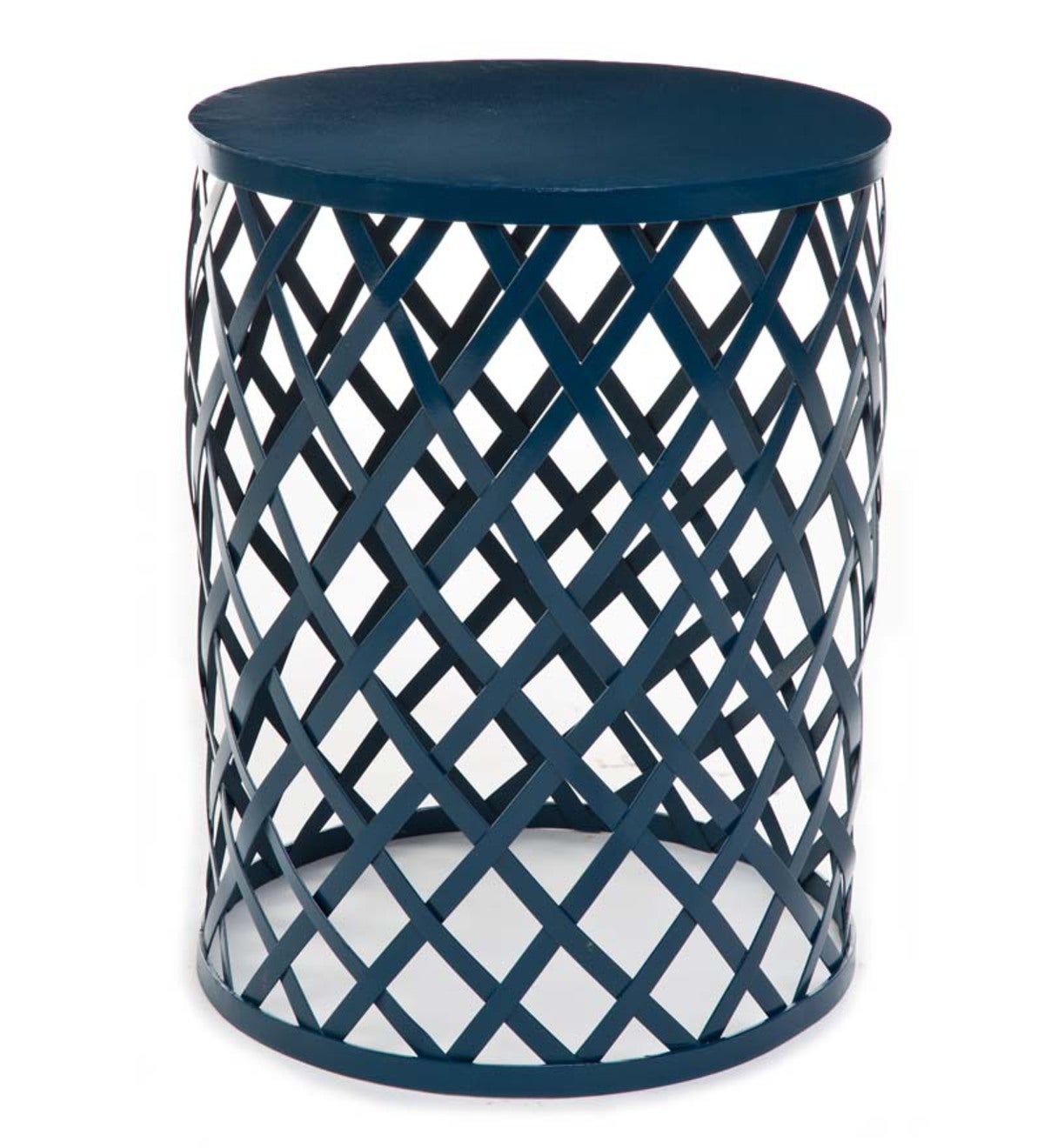 Metal Lattice Side Table - Blue