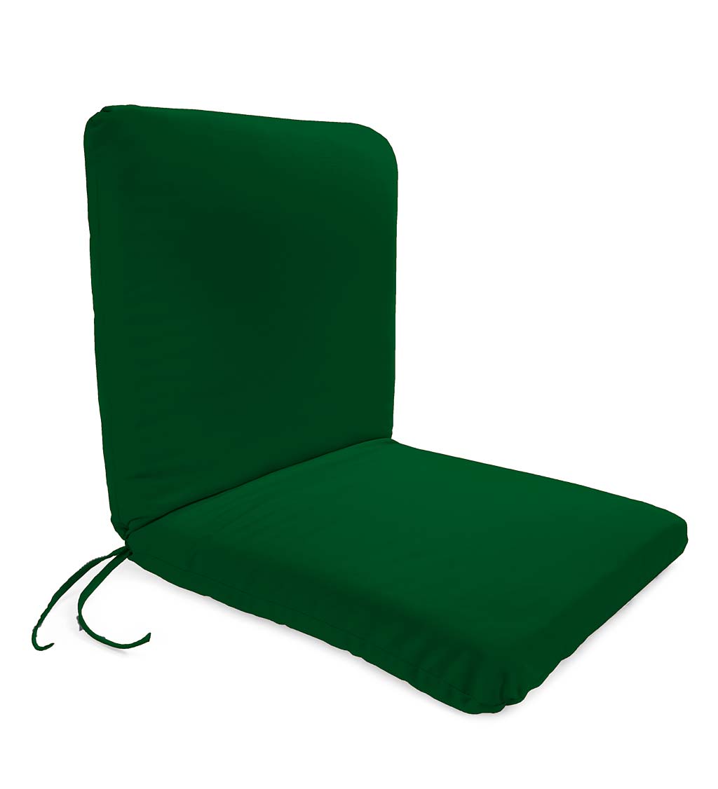 Sunbrella Chair Cushion with Ties, Seat 19"x 17"x 2½"; Back 19"x 19"x 2½" - Forest Green