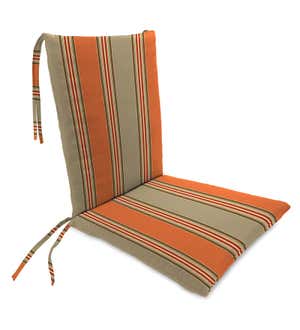 Sunbrella Rocking Chair Cushions With Ties, Seat 21" front/17" back x 19" x 2½"; Back 16" x 20" x 2½" - Poppy Stripe