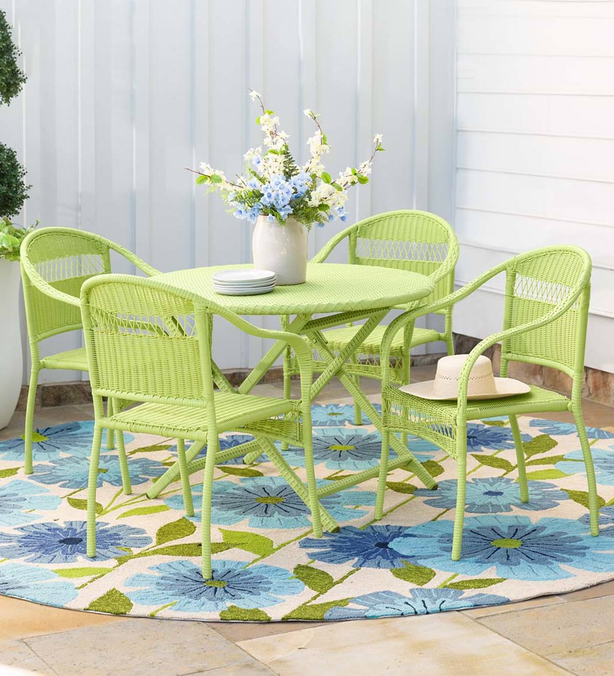 Wicker folding table online and chairs