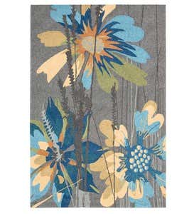 10' x 13' Gray Wildflowers Rug