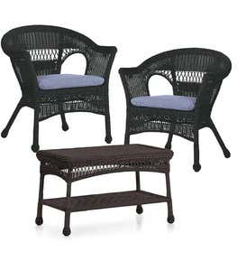 Easy Care Resin Wicker Chairs And Coffee Table Set