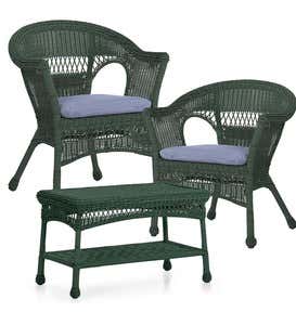 Easy Care Resin Wicker Chairs And Coffee Table Set