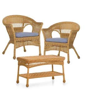 Easy Care Resin Wicker Chairs And Coffee Table Set