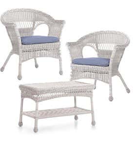 Easy Care Resin Wicker Chairs And Coffee Table Set