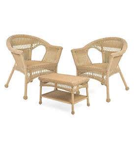 Easy Care Resin Wicker Chairs And Coffee Table Set