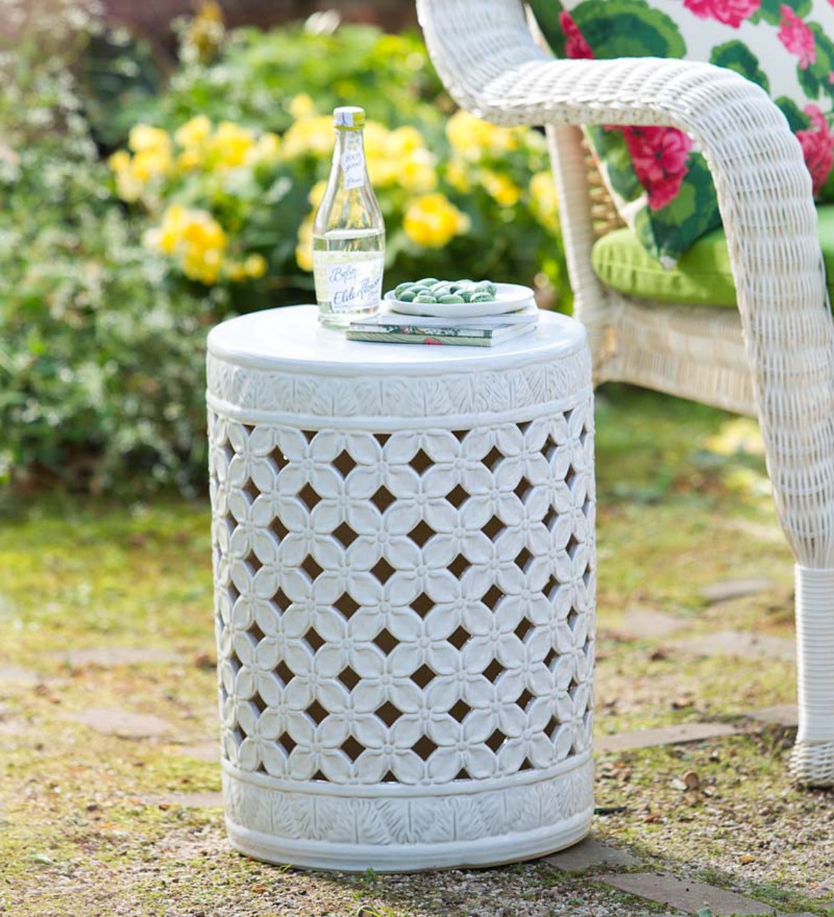 Floral Ceramic Garden Stool