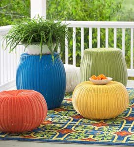 Large Outdoor Wicker Ottoman Pouf