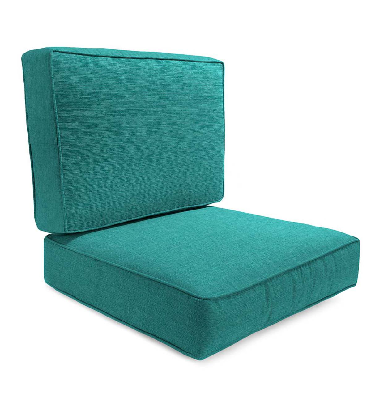 Box-Edge Polyester Replacement Chair Cushion, Claremont Seating - Teal