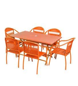 Tangier Wicker Stacking Chairs and Rectangle Folding Table