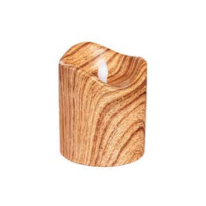 Wood Patterned Flameless LED Candles, Set of 2