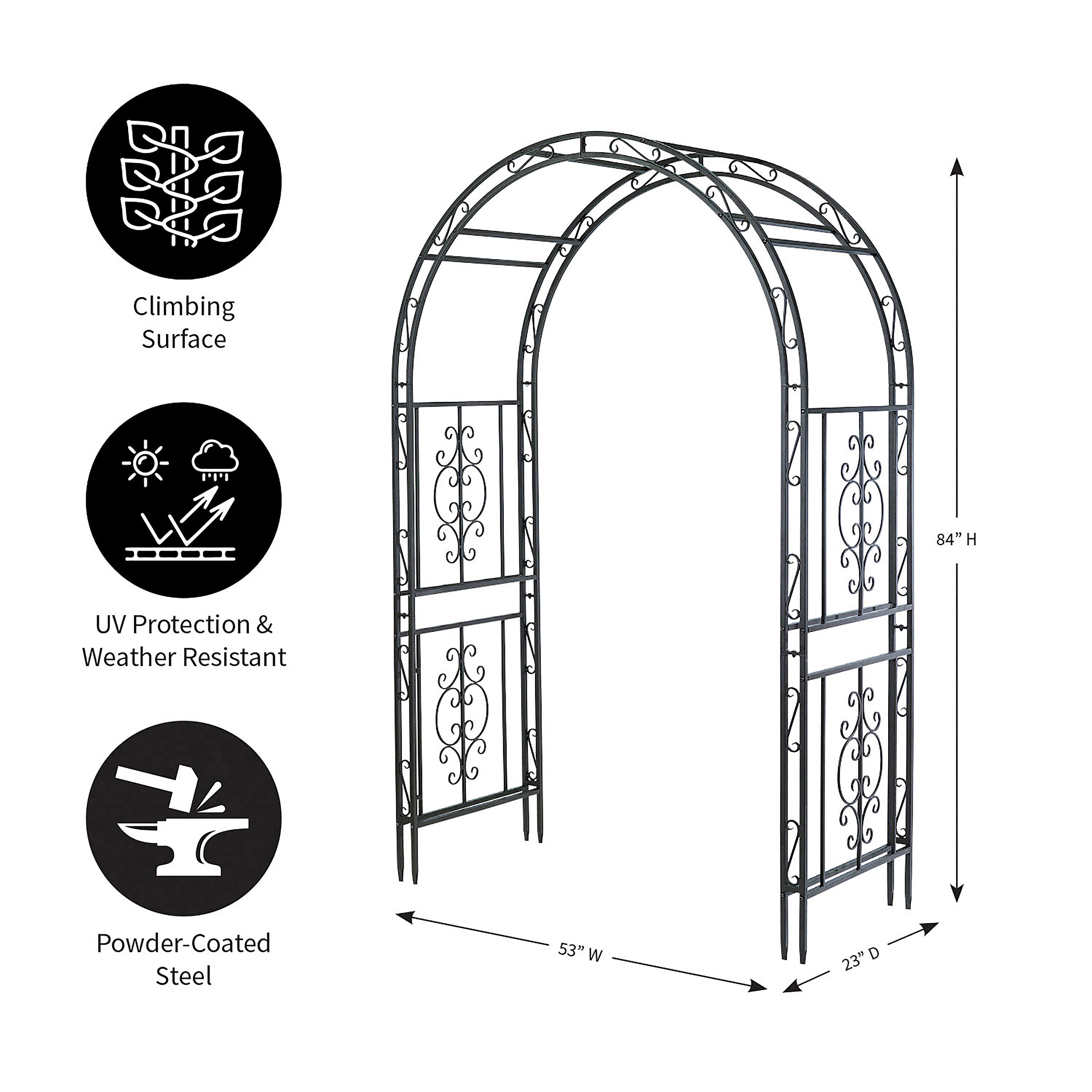 Montebello Scrollwork Metal Garden Arbor | Plow & Hearth