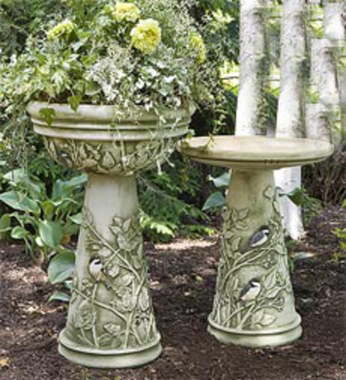 Chickadee Planter Bowl and Pedestal