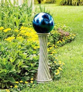 Stainless Steel Gazing Ball with 23"H Twisted Stand