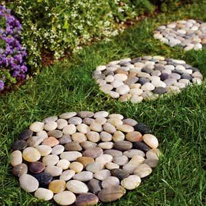 Natural River Rock Stepping Stones with Flexible PVC Backing, Set of 3