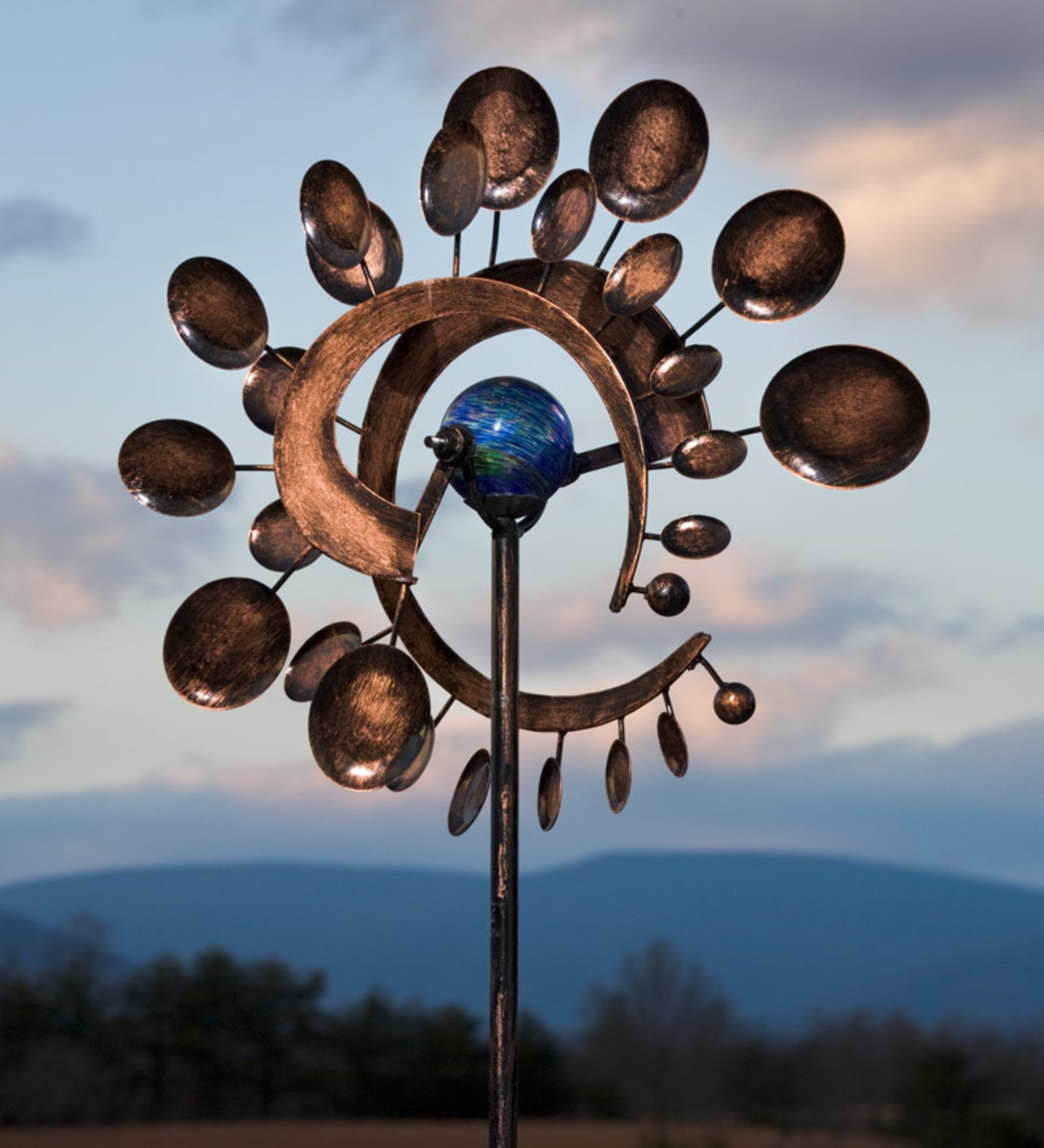 Glow-In-The-Dark Metal Staked Kinetic Spinner Garden Art