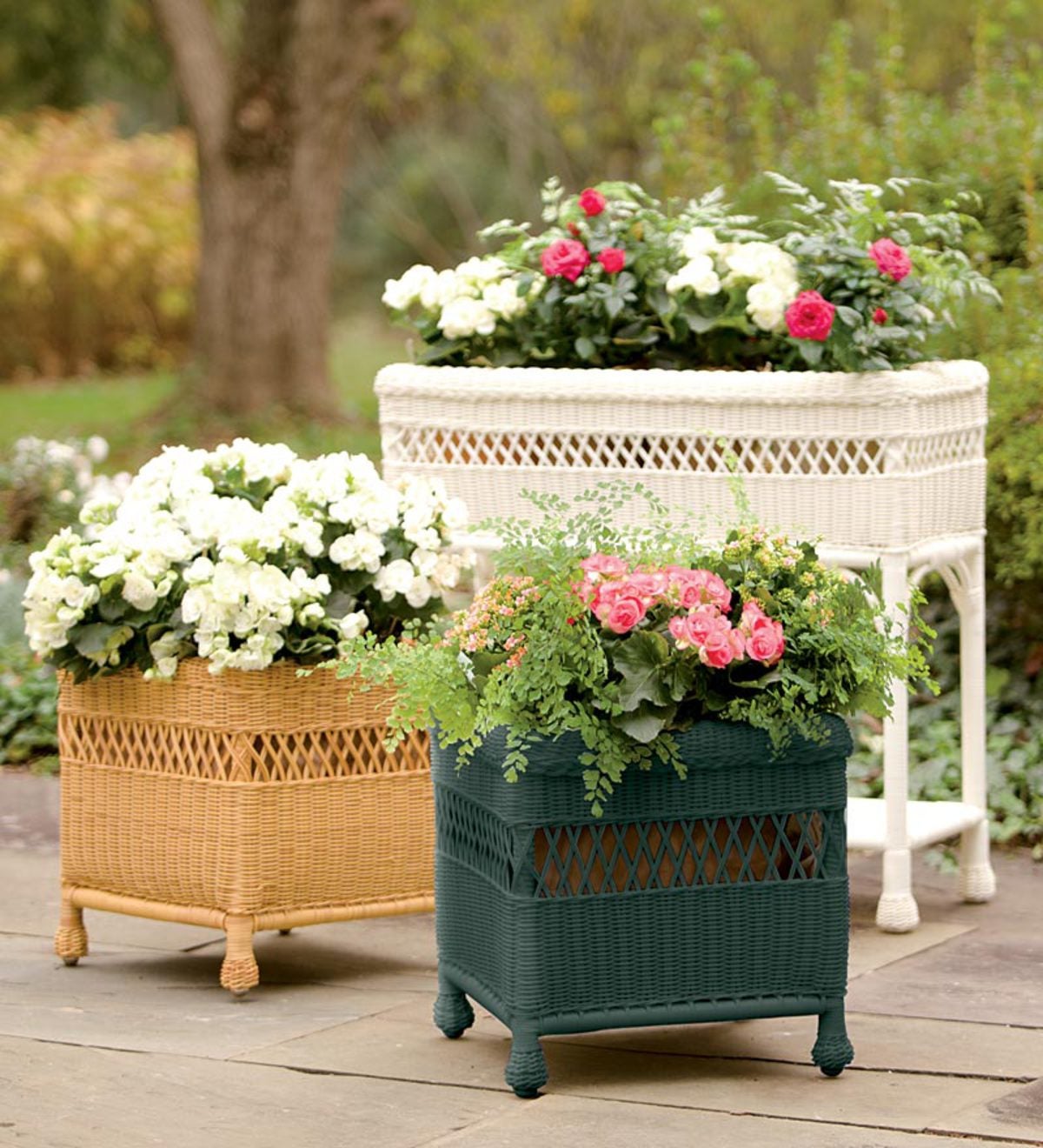 Weather-Resistant Rectangular Wicker Planter