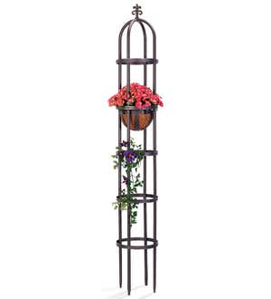 7' Powder-Coated Steel Garden Obelisk - Bronze