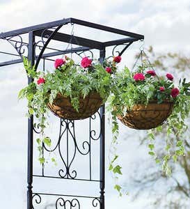 Grand Garden Arbor With Four Hanging Baskets