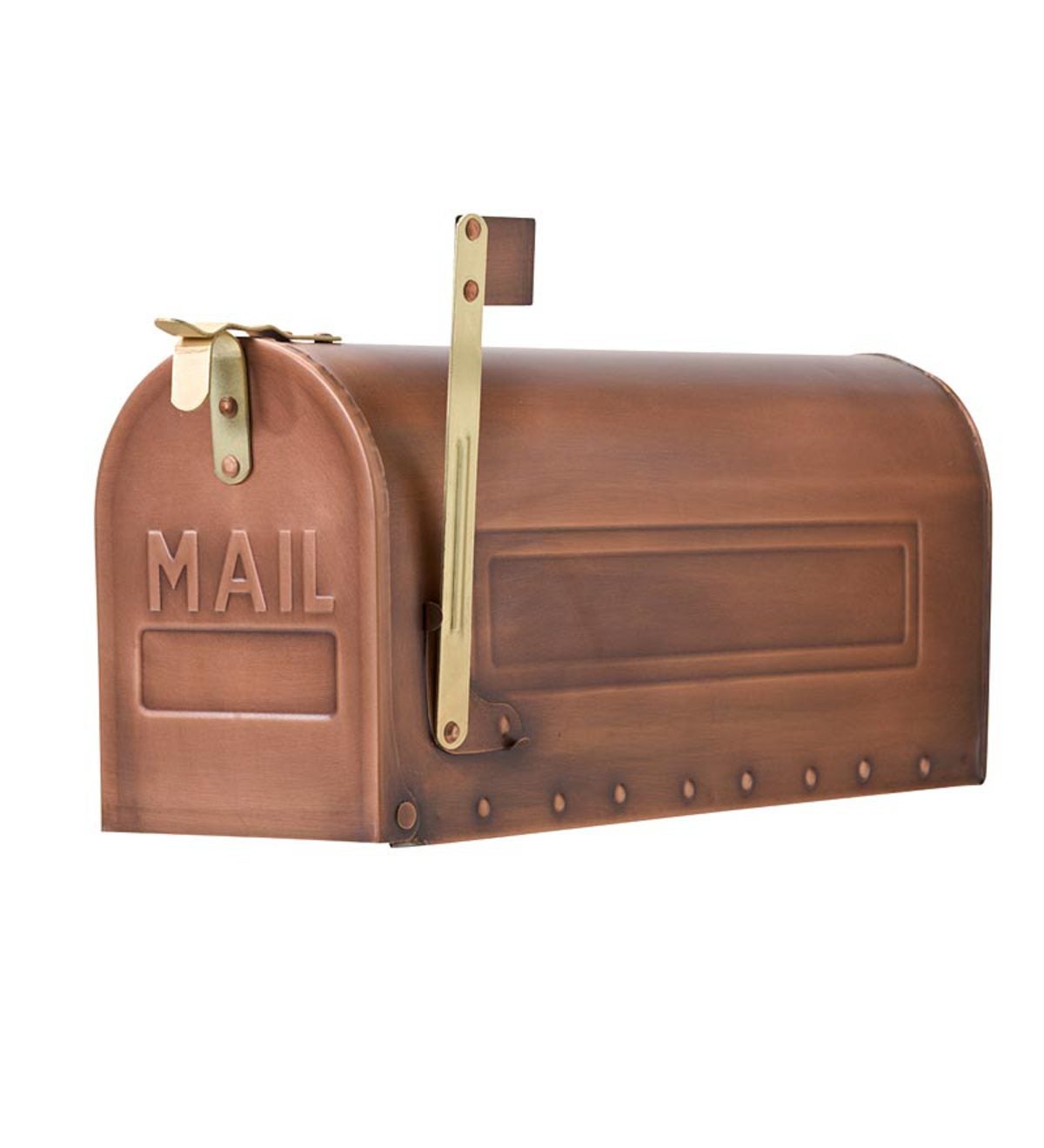 Copper Finish Mailbox 19-1/2”L x 6-1/2”W x 8-1/2”H
