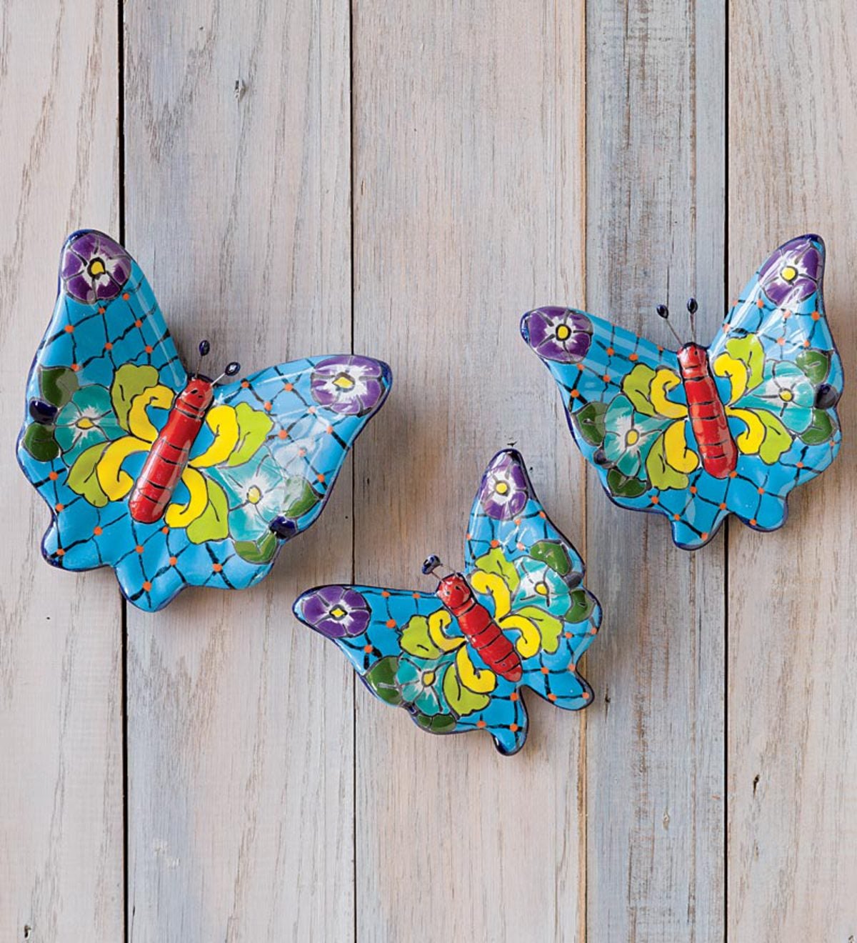 Talavera Ceramic Butterflies, Set Of 3