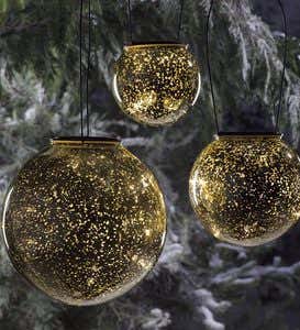 Mercury Glass Solar Balls, Set of 3
