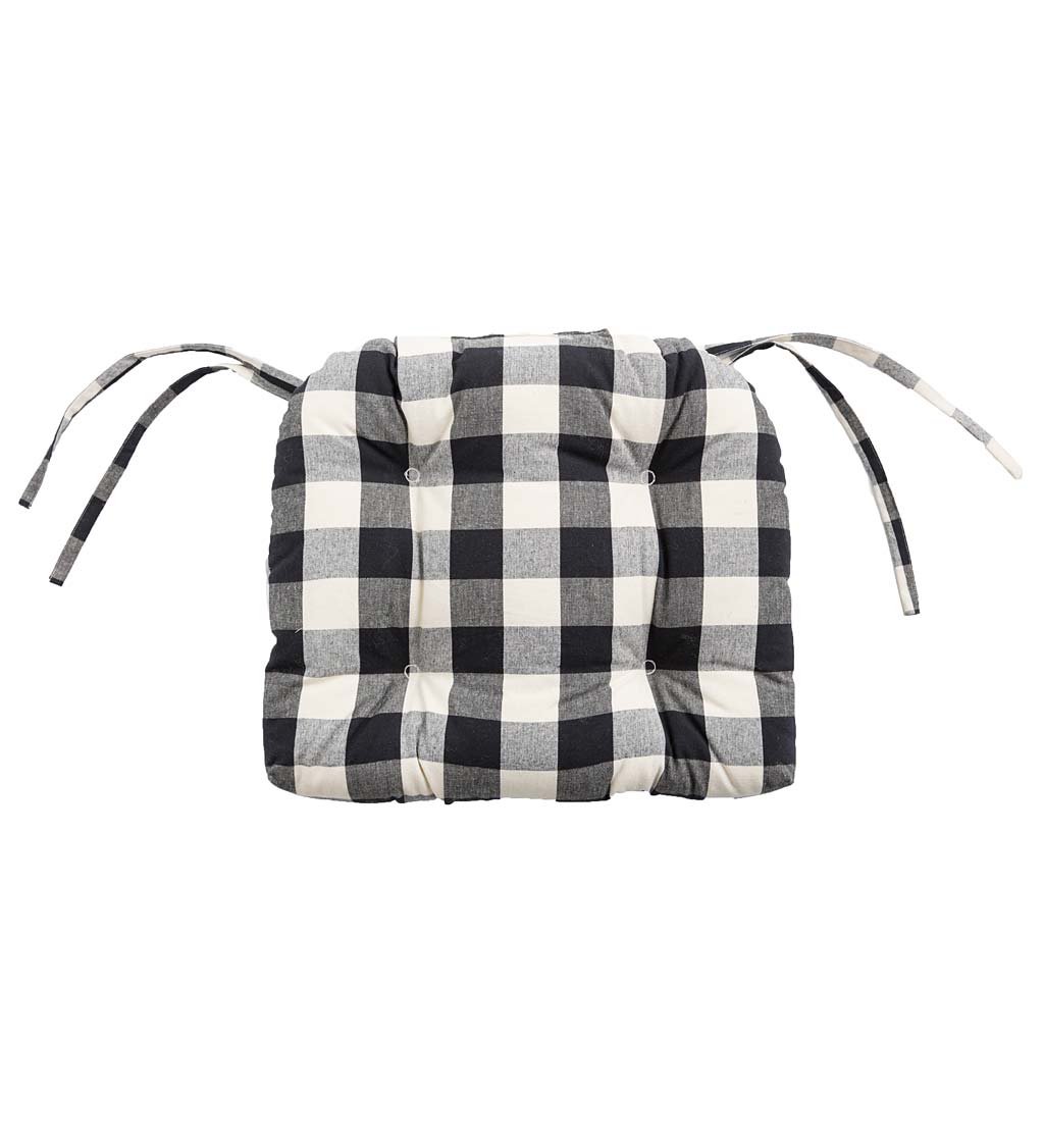 Classic buffalo check tufted cheap thick padded chair cushion