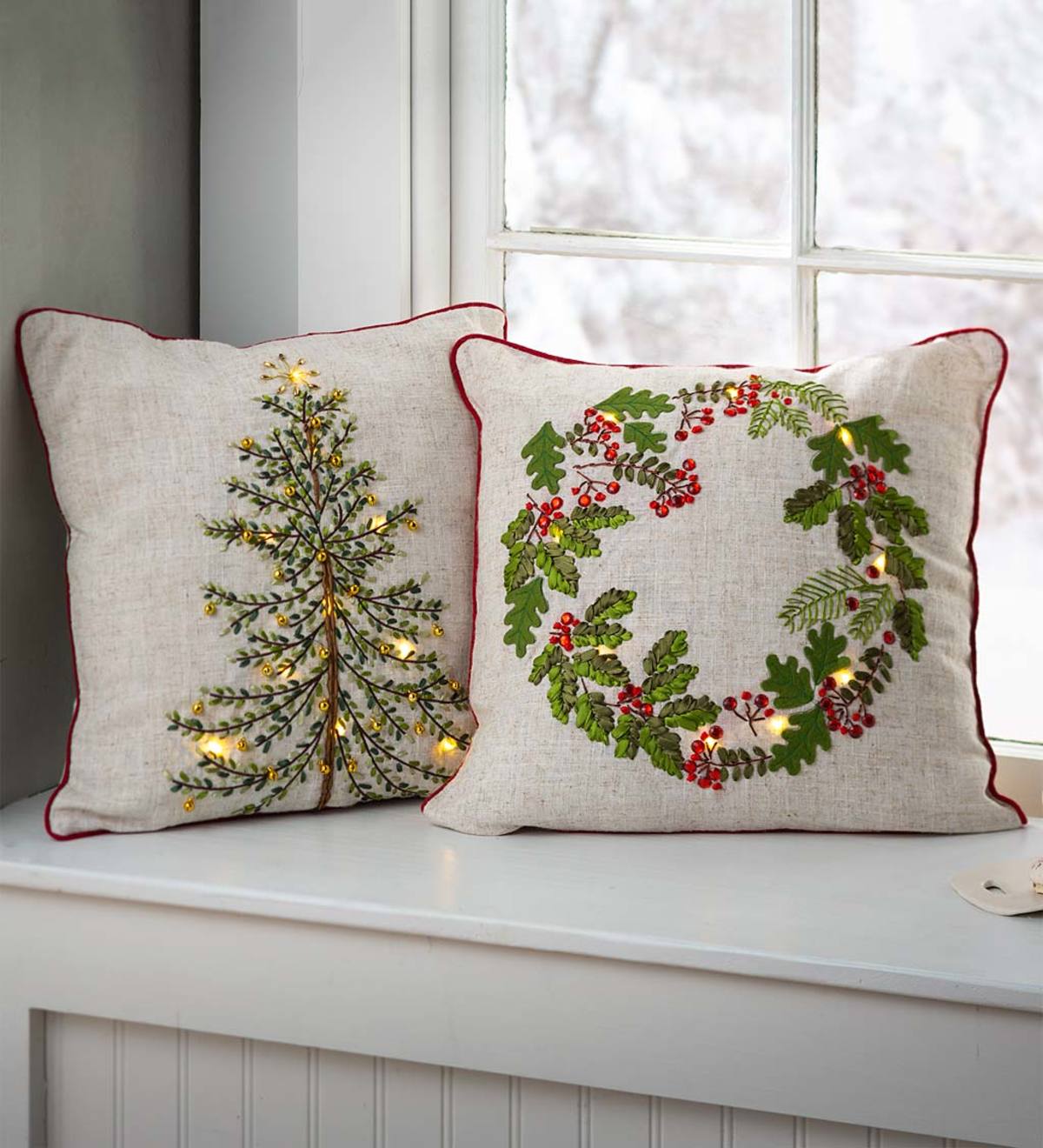 Christmas light hotsell up cushions