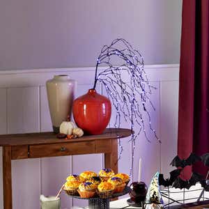 Indoor/Outdoor Halloween Lighted Black Willow Branches, Set of 2