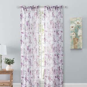 Whimsical Sheer Rod Pocket Panel Curtains and Valance