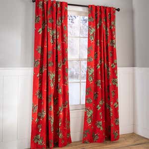 Holiday Peaceful Pine Curtains, 63"L Pair