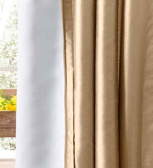 Luna Faux Silk Curtains, 84"L - Taupe