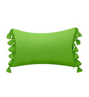 Indoor/Outdoor Colorblock Tassel Lumbar Pillow - Leaf