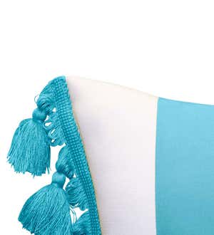 Indoor/Outdoor Colorblock Tassel Lumbar Pillow - Leaf