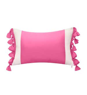 Indoor/Outdoor Colorblock Tassel Lumbar Pillow - Leaf