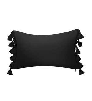 Indoor/Outdoor Colorblock Tassel Lumbar Pillow - Leaf