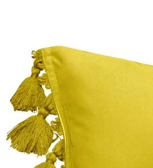 Indoor/Outdoor Colorblock Tassel Lumbar Pillow - Leaf