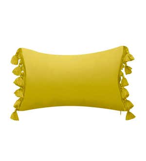 Indoor/Outdoor Colorblock Tassel Lumbar Pillow - Leaf