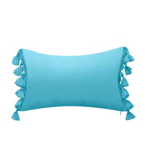 Indoor/Outdoor Colorblock Tassel Lumbar Pillow - Leaf