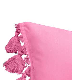 Indoor/Outdoor Colorblock Tassel Lumbar Pillow - Leaf