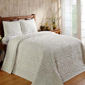 Jeanine Tufted Cotton Chenille Bedspread with Shams Set - Gray - Queen