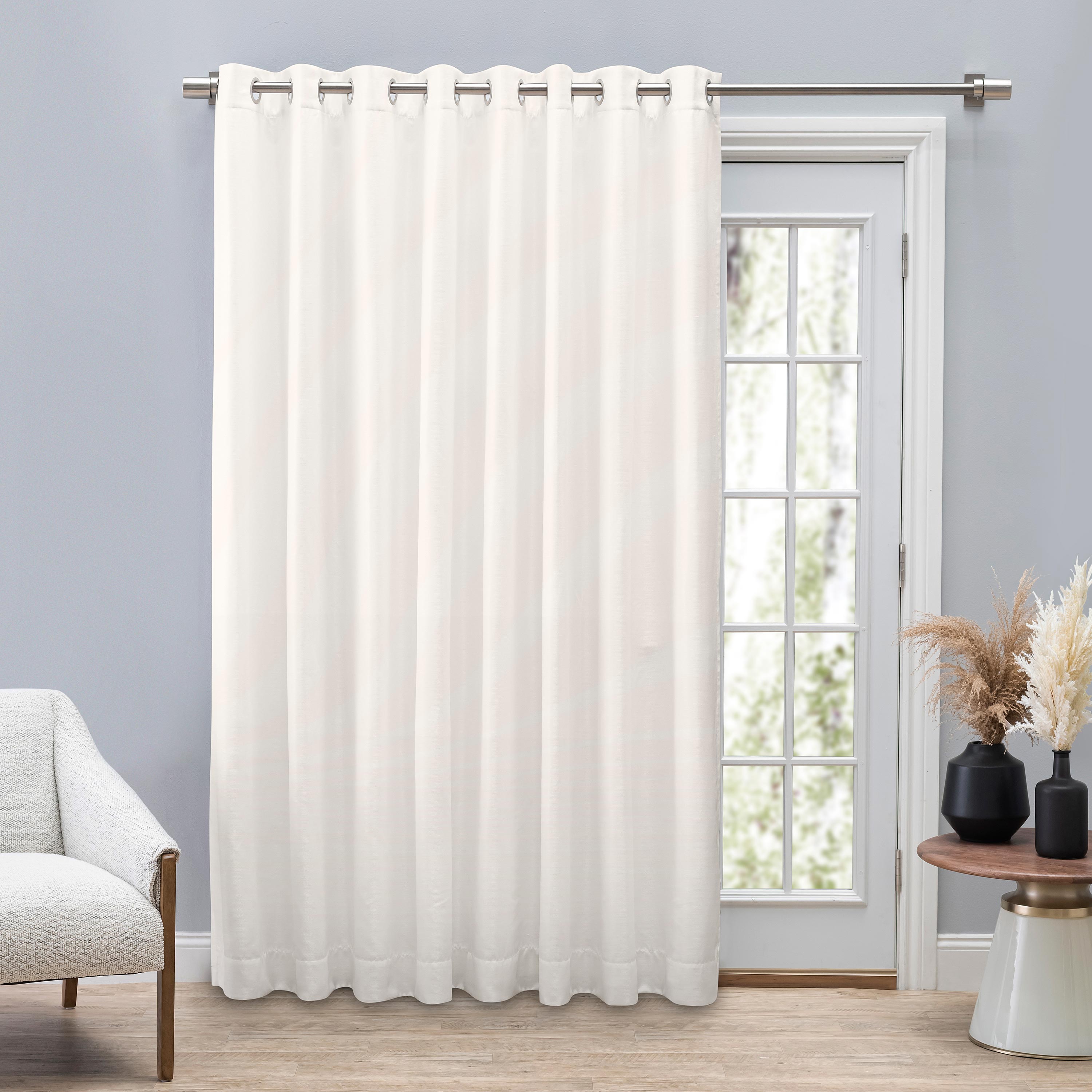 Thermavoile Rhapsody Lined Grommet Top Curtain Panel, Size: 63x54, White