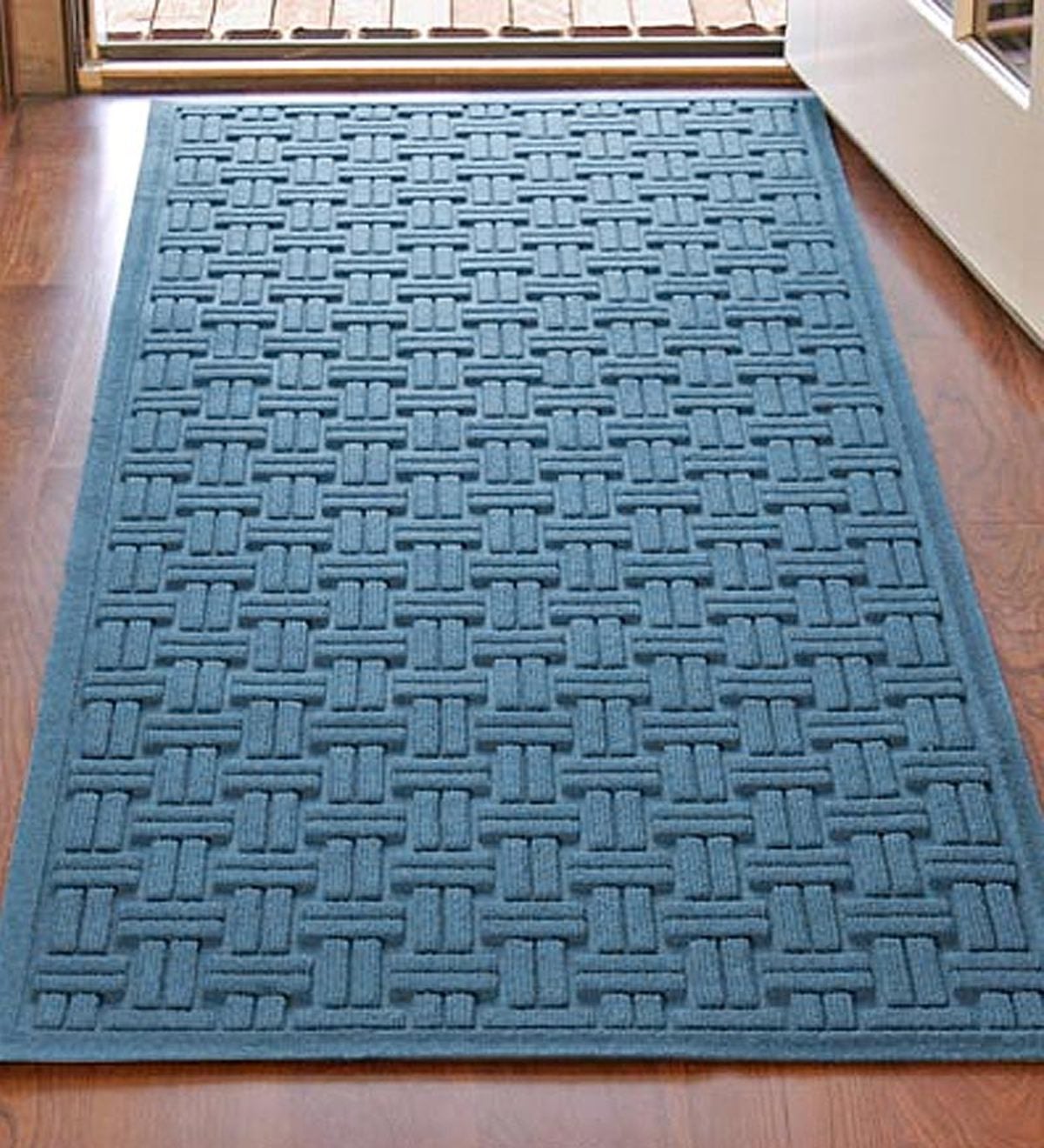 Basket Weave Recycled Waterhog Doormat - Bordeaux