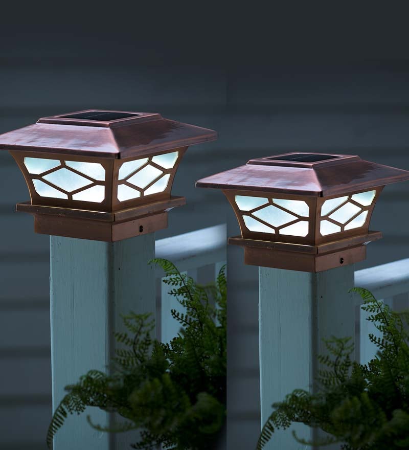 Classic Solar Post Cap Lights, Set of 2 - Copper