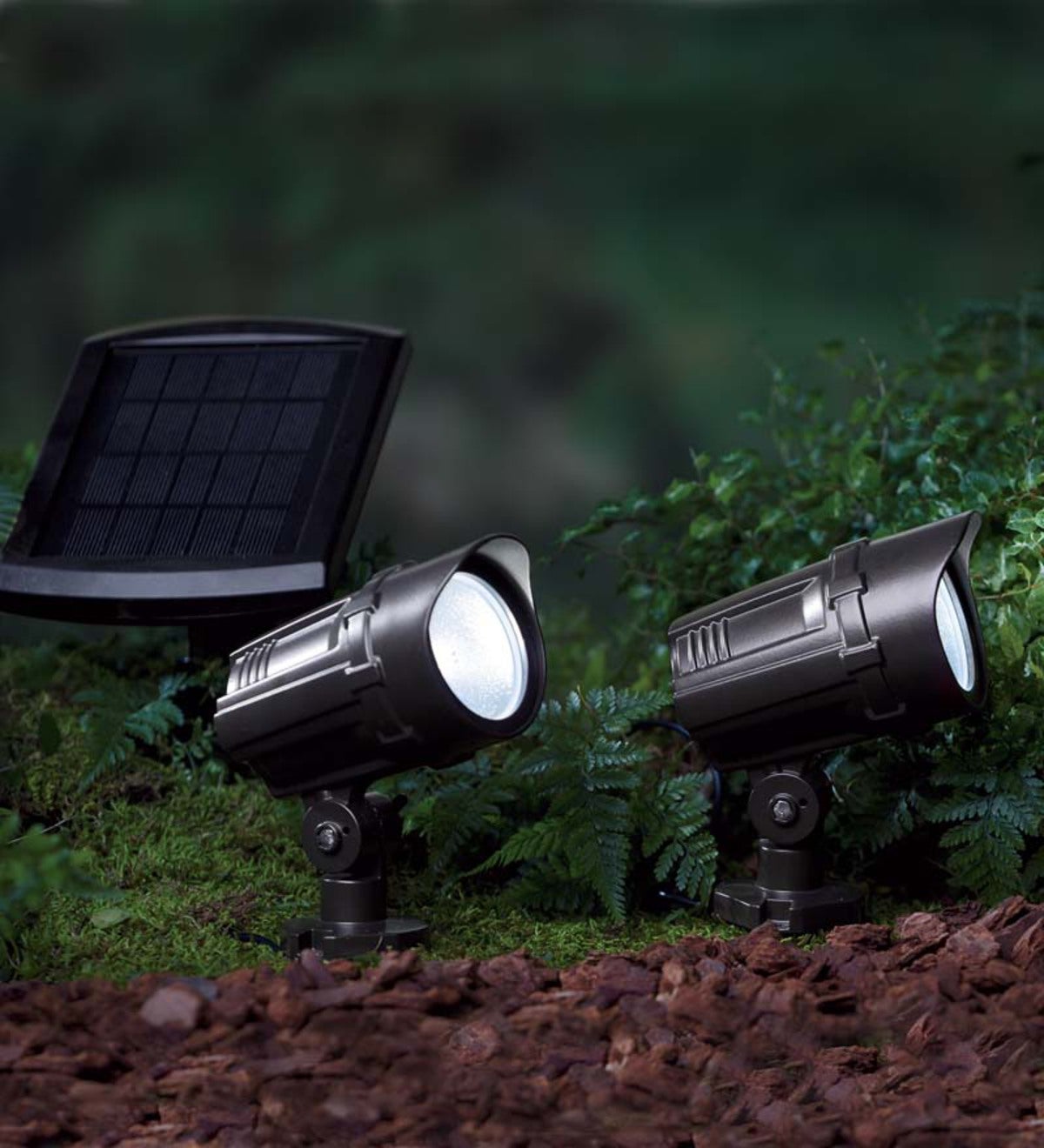 Solar-Powered Spotlights, Set of 2
